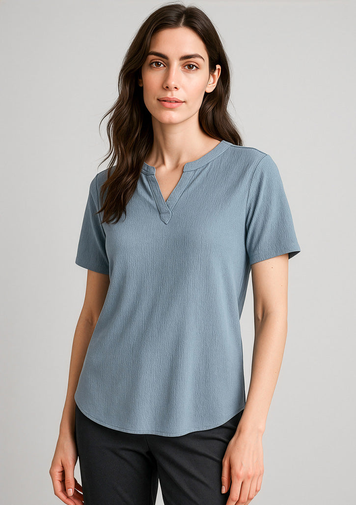 Womens Ruche Short Sleeve Blouse