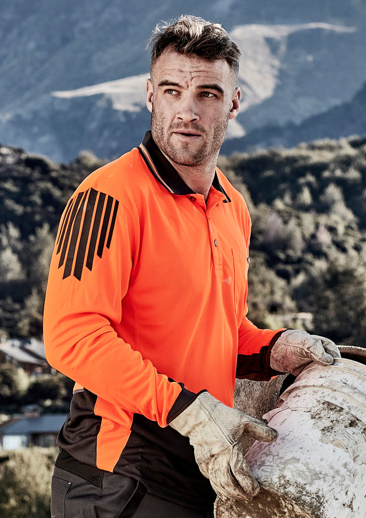 Mens Hi Vis Flux Long Sleeve Polo