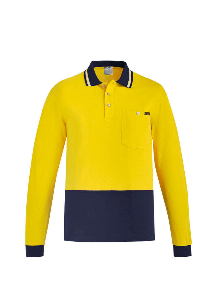 Mens Hi Vis Cotton Long Sleeve Polo