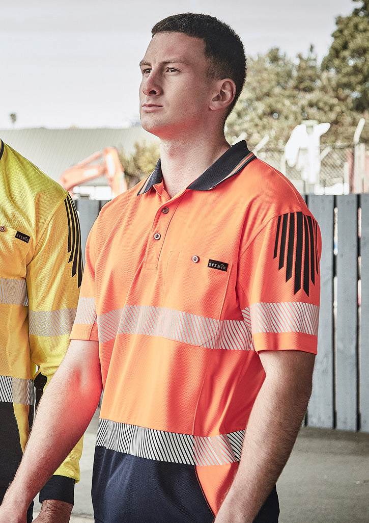 Mens Hi Vis Flux Segmented Tape Short Sleeve Polo